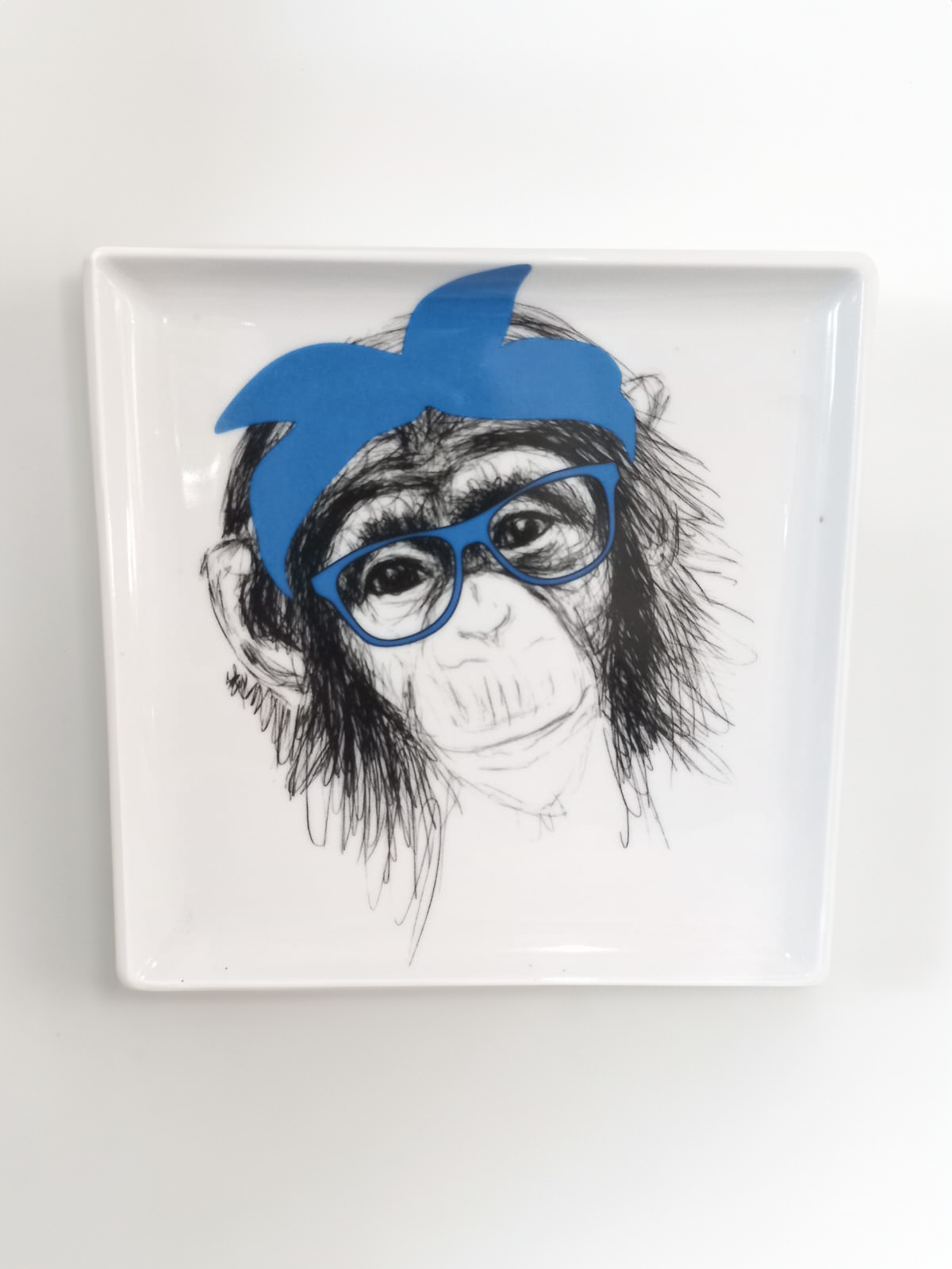 PORCELAIN MONKAY TRAY BLUE